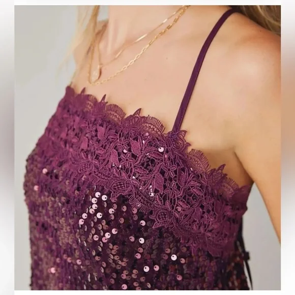 Free People Purple Sequin Mini Dress - Picture 3 of 3